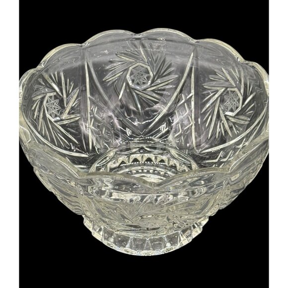 Vtg Crystal Clear Industries Pinwheel Star Hand Cut Lead Crystal Serving Bowl 7. - Picture 1 of 10